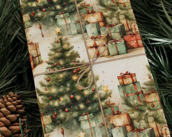 Papel De Regalo – 3 Hojas Papel De Regalo Navideño Retro Nostalgico