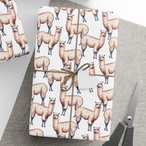 Cute Alpaca Wrapping Paper, Watercolor Design, Llama Gift Wrap, Cute Farm Animals, Animal Lover Gift, Alpaca Lover, Holiday Gift Wrap,