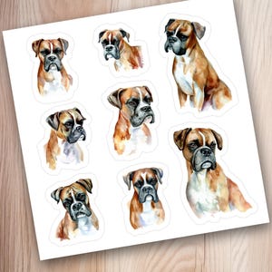 Boxer Hund Aufkleber Bogen Set, niedliche Aquarell Boxer Aufkleber, wasserdichte Vinyl Aufkleber für Laptops Journals Handys, Hundeliebhaber Geschenk
