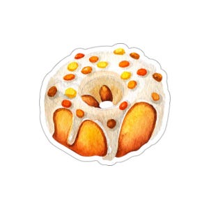 Watercolor Donut Sticker, Dessert Lover Gift, Foodie Stickers, Cute Laptop Decal, Sweet Treat Stickers, Yummy Snack Stickers