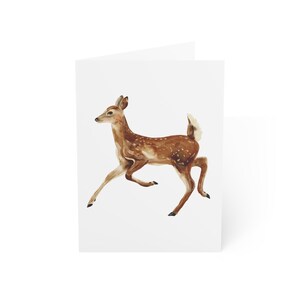 Lot de 10 cartes de voeux cerf de Virginie, paquet de 10 ou une carte avec enveloppe, coffret cadeau de papeterie de cartes postales aquarelles d'animaux de la forêt