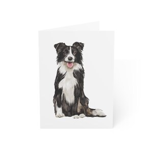 Lindos cartões de felicitações Border Collie, pacote com 10 ou cartão dobrado individualmente com envelope, em branco por dentro, conjunto de papelaria para presente com cartão postal de cachorro aquarela