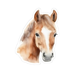 Watercolor Horse Sticker, Brown Horse Vinyl Decal, Equestrian Art Sticker, Cute Horse Sticker For Laptop, Horse Gift For Kids, 2-6 Inch