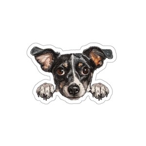 Japanese Terrier Sticker, Peeking Dog Waterproof Vinyl Sticker For Laptop Water Bottle Phone Wall Car Window Decal Gift
