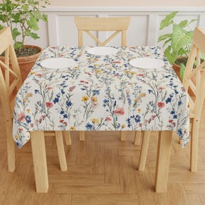 Floral Tablecloth, Wildflower Print Tablecloth, Spring Table Decor, Colorful Flower Table Linen, Garden Party Tablecloth, Floral Tablecloth