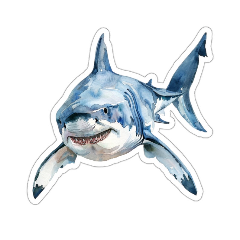 Scary Great White Shark Sticker, Cool Waterproof Vinyl Decal for Laptop Water Bottle Phone Car Wall Window, Ocean Animal Shark Lover Gift image 9