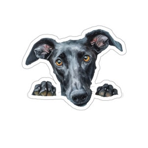 Adesivo per cane levriero, adesivo in vinile impermeabile per cane che sbircia per laptop, bottiglia d'acqua, telefono, adesivo per finestrino dell'auto, regalo