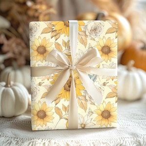 Vintage Sunflower wrapping paper, floral gift wrap, high-definition print, eco-friendly gift wrap, watercolor flower design