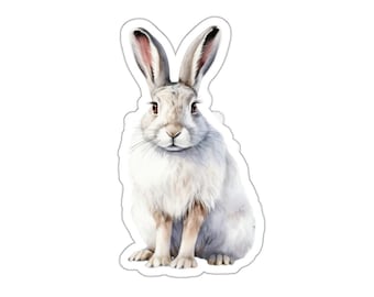 Bonita pegatina de conejo blanco, vinilo brillante, calcomanía de animal resistente al agua, pegatina de conejito para computadora portátil, botella de agua, teléfono, agenda, pequeño obsequio