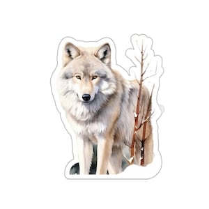 Watercolor Wolf Sticker, Nature Animal Decal, Wolf Lover Gift, Outdoor Adventure Sticker, Wildlife Vinyl Sticker for Laptop or Water Bottle