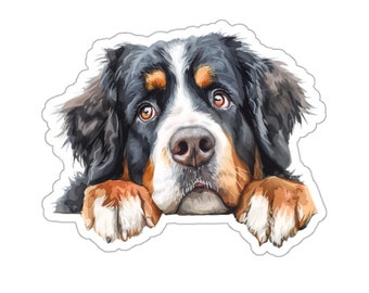 Bernese Mountain Sticker, Peeking Dog Waterproof Vinyl Sticker For Laptop Water Bottle Phone Wall Car Window Decal Gift