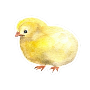 Cute Yellow Chick Sticker, Watercolor Baby Chicken Vinyl Decal, Animal Sticker for Laptop, Water Bottle, Phone, Journal Gift