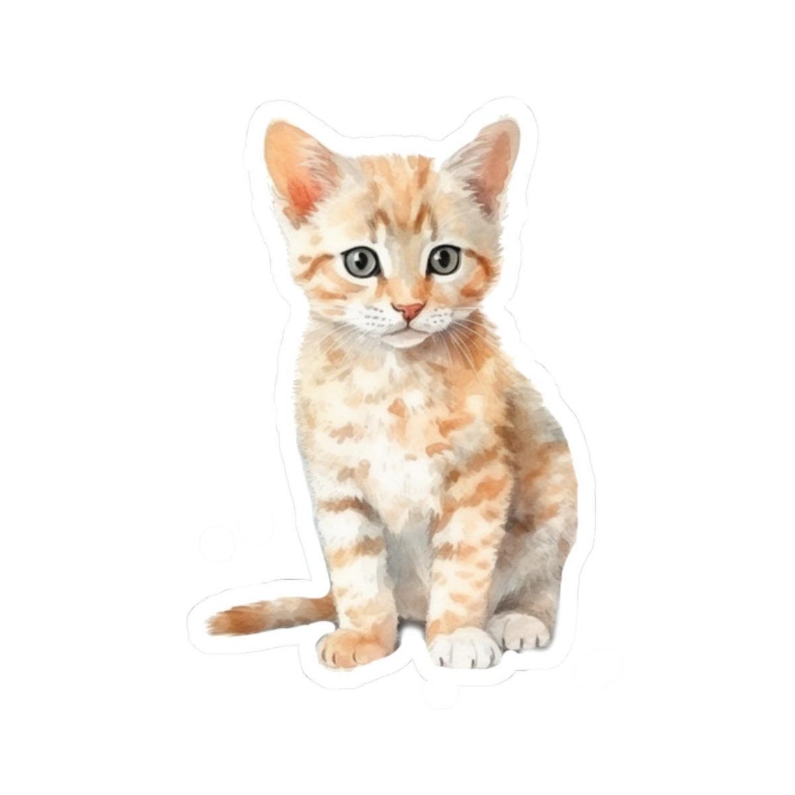 Cute Orange Tabby Cat Sticker, Adorable Kitten Vinyl Decal, Cat Lover ...