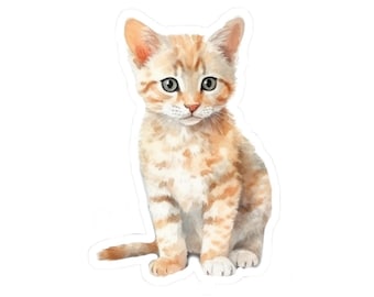 Sticker mignon chat tigré orange, sticker en vinyle adorable chaton, cadeau pour amoureux des chats, décoration bouteille d'eau, sticker pour ordinateur portable, autocollant agenda