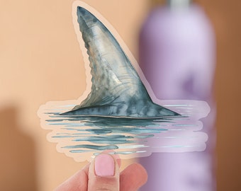 Shark Fin Sticker, Waterproof Vinyl Decal, Laptop, Water Bottle