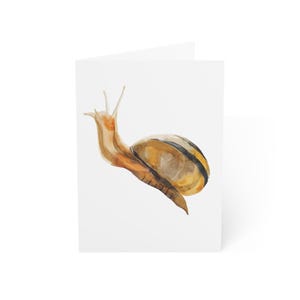 Cartes de voeux escargots réalistes, lot de 10 ou une carte pliée avec enveloppe, vierges à l'intérieur, coffret cadeau de papeterie carte postale aquarelle