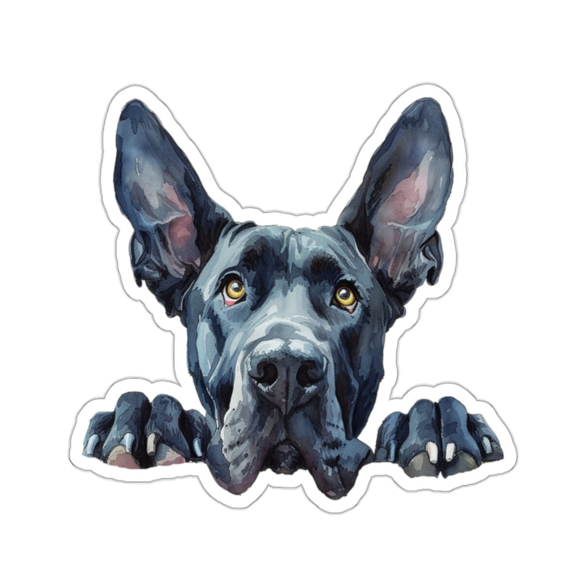 Great Dane Sticker, Peeking Dog Waterproof Vinyl Sticker for