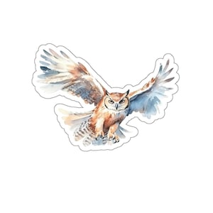 Owl Vinyl Sticker, Waterproof Owl Decal, Glossy Owl Sticker, Cute Owl Planner Sticker, Owl Laptop Sticker, Watercolor Owl Art