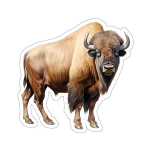 Watercolor Buffalo Sticker, American Bison Decal, Waterproof Vinyl for Laptop Water Bottle Car Bumper Phone Case, Nature Lover Gift Art