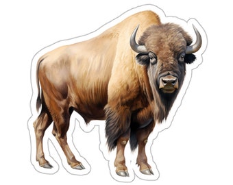 Watercolor Buffalo Sticker, American Bison Decal, Waterproof Vinyl for Laptop Water Bottle Car Bumper Phone Case, Nature Lover Gift Art