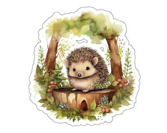 Cute Hedgehog Sticker, Forest Animal Decal, Woodland Critter Vinyl, Perfect for Laptops, Water Bottles, Journals, Kids Gifts