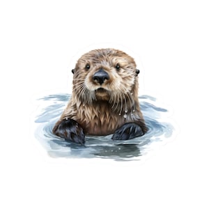 Schattige otter sticker, dieren sticker, zeeotter vinyl, waterdichte sticker voor laptop, waterfles, aangepaste planner sticker, otter cadeau