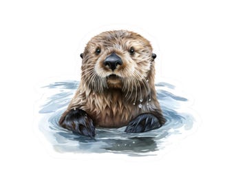 Cute Otter Sticker, Animal Decal, Sea Otter Vinyl, Waterproof Sticker for Laptop, Water Bottle, Custom Planner Sticker, Otter Gift