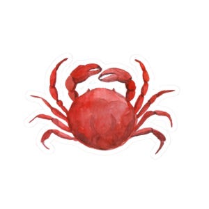Red Crab Sticker, Watercolor Crab Decal, Nautical Stickers, Ocean Lover Gift, Waterproof Stickers