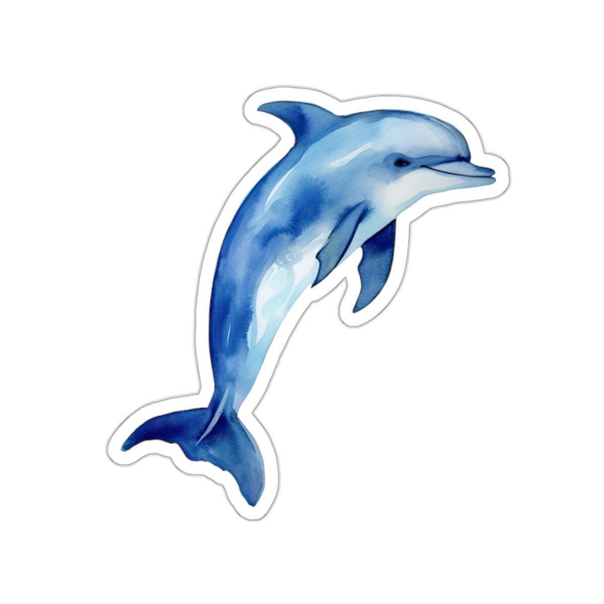 Blue Dolphin Stickers, Watercolor Art Decals, Ocean Lover Gifts, Cute Marine Animal Stickers for Kids, Water Bottle and Laptop Stickers