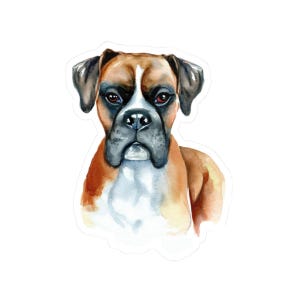Boxer dog vinyl sticker, cute pet sticker, water bottle sticker, laptop decal, gift for dog lovers, glossy and waterproof