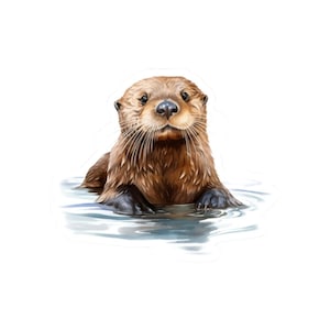 Schattige otter vinyl sticker, schattige otter waterdichte sticker, bidon laptop planner decoratie, leuke dieren sticker cadeau
