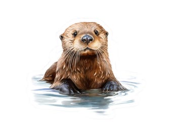 Cute Otter Vinyl Sticker, Adorable Otter Waterproof Decal, Water Bottle Laptop Planner Decoration, Fun Animal Sticker Gift