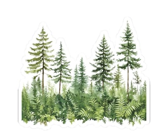 Watercolor Forest Stickers, Nature Lover Gift, Tree Stickers, Laptop Stickers, Water Bottle Decals, Outdoorsy Stickers