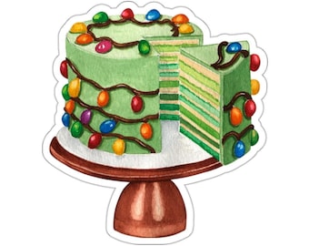 Adesivo per torta di Natale, adesivo per dolci natalizi, regalo gastronomico per le feste, adesivi acquerellati, adesivi carini per gli amanti del Natale