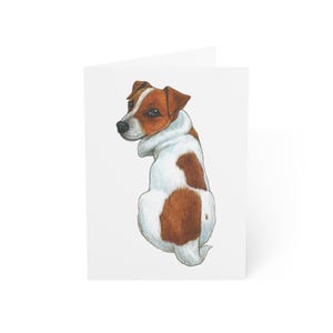 Cartões de felicitações fofos de Jack Russell Terrier, pacote com 10 ou cartão dobrado individualmente com envelope, conjunto de papelaria para presente de cartão postal de cachorro aquarela