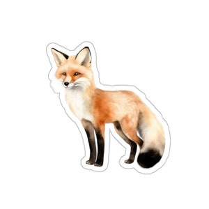 Adesivo volpe acquerello, adesivo in vinile carino, arte volpe animale, decorazione per laptop, telefono, bottiglia d&#39;acqua, regalo per amici e familiari