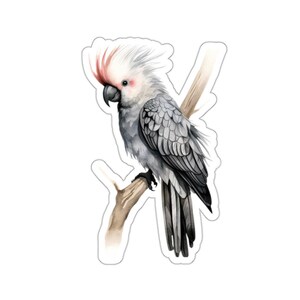 Cockatoo Stickers, Bird Lover Gift, Watercolor Art Decals, Laptop Stickers, Water Bottle Stickers, Animal Stickers
