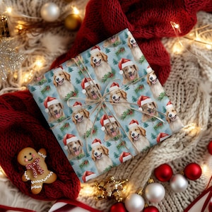 Golden Retriever Wrapping Paper, Watercolor Dog Gift Wrap, Pet Lover, Holiday Gift Wrap, Christmas Gift Paper, Festive Dog Paper