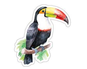 Toucan Bird Sticker, Vinyl Waterproof Sticker, Tropical Bird Decor, Laptop Water Bottle Decal, Gift for Bird Lovers, Eco Friendly
