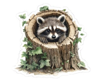 Raccoon Sticker, Cute Animal Decal, Forest Friend Gift, Vinyl Stickers, Laptop Sticker, Water Bottle Sticker, Funny Animal Stickers