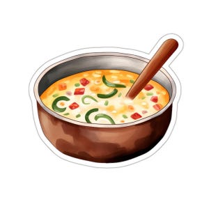 Soup Sticker, Foodie Gift, Soup Lover Decal, Watercolor Style Stickers, Cute Stickers, Laptop Decal, Funny Stickers