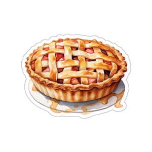 Cute Apple Pie Sticker, Fall Dessert Themed Decal, Lattice Crust Pie Art, Kitchen and Bakery Decor, Foodie Gift Idea, Waterproof Sticker