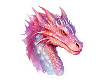 ファンタジードラゴンステッカー、ピンクとブルーのドラゴンデカール、ラップトップステッカー、ウォーターボトルステッカー、ドラゴン愛好家へのユニークなギフト