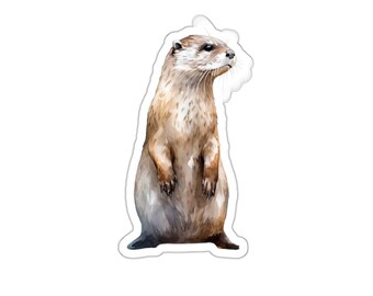 Cute Otter Sticker, Watercolor Vinyl Decal, Glossy Animal Art, Waterproof Otter Sticker, Gift for Friends and Family