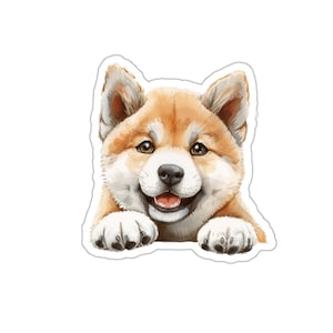 Akita Inu Sticker Sticker, Peeking Dog Waterproof Vinyl Sticker For Laptop Water Bottle Phone Wall Car Window Decal Gift