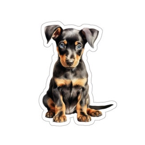 Sticker chiot doberman pinscher, chien mignon autocollant vinyle imperméable pour ordinateur portable bouteille d'eau téléphone mur voiture fenêtre sticker Kawaii cadeau pour animal de compagnie
