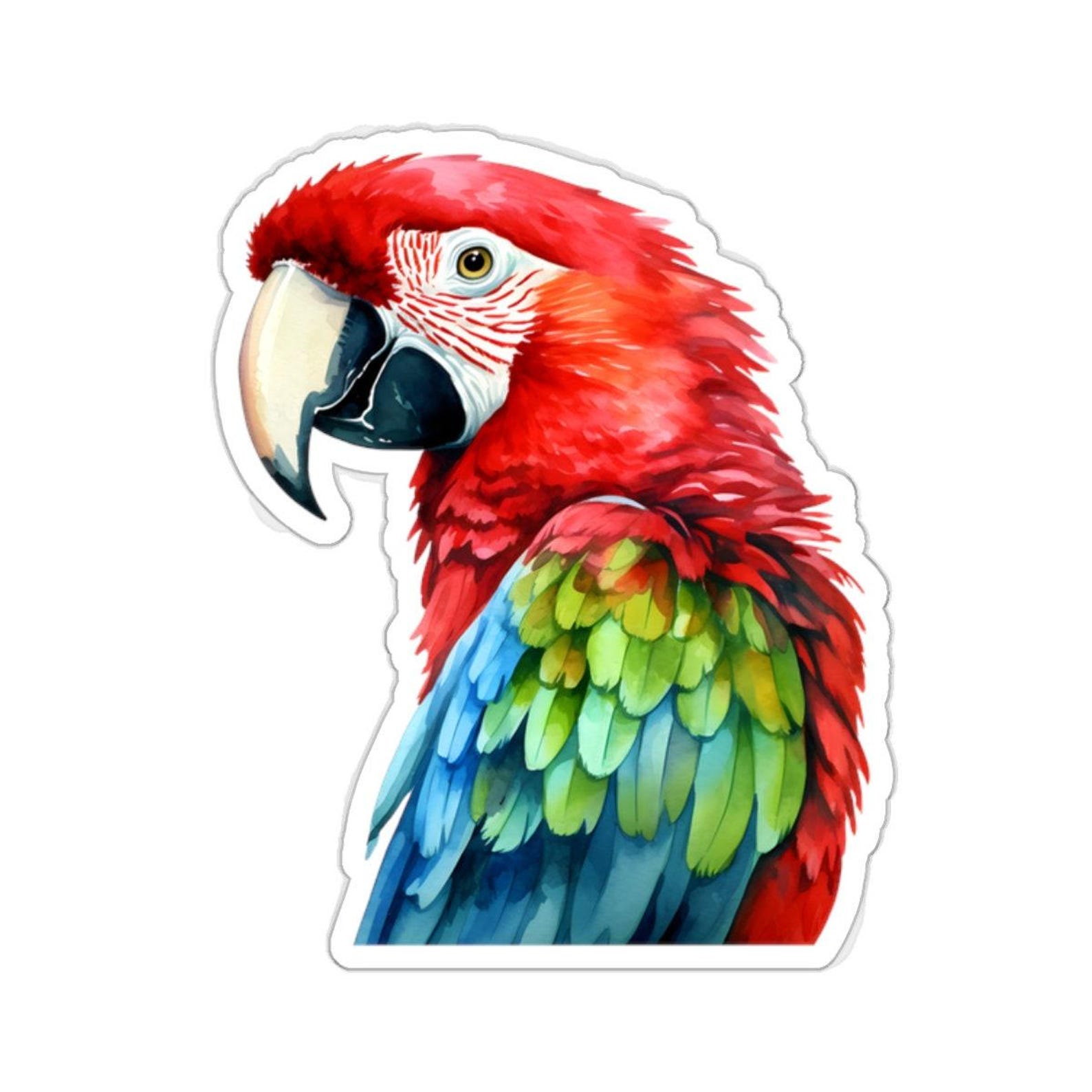 Colorful Parrot Vinyl Sticker, Macaw Bird Waterproof Decal, Laptop ...