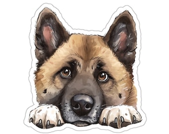 American Akita Sticker, Peeking Dog Waterproof Vinyl Sticker For Laptop Water Bottle Phone Wall Car Window Decal Gift