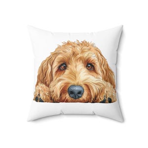 Goldendoodle Pillow, Peeking Dog Square Throw Pillow Print, Decor Accent Cushion with Cover and Insert, Spun Polyester, Dog Lover Gift image 3