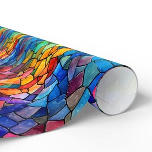 Vibrant Mosaic Wrapping Paper, Colorful Gift Wrap, Artistic Present Wrap, Stained Glass Design, Unique Gift Wrap for Any Occasion image 5